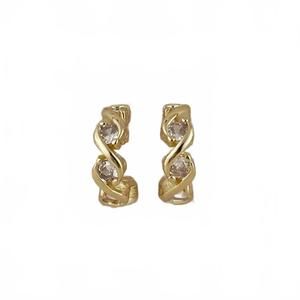 NEW GOLDFI women's infinity cubic zirconia c-hoop earrings in gold